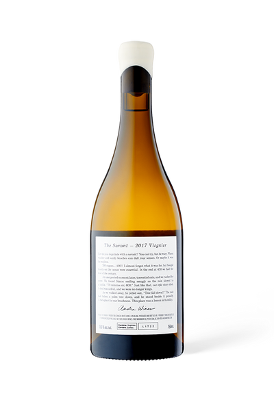 Aasha Wines - 2017 Viognier - The Savant - Back of wine bottle