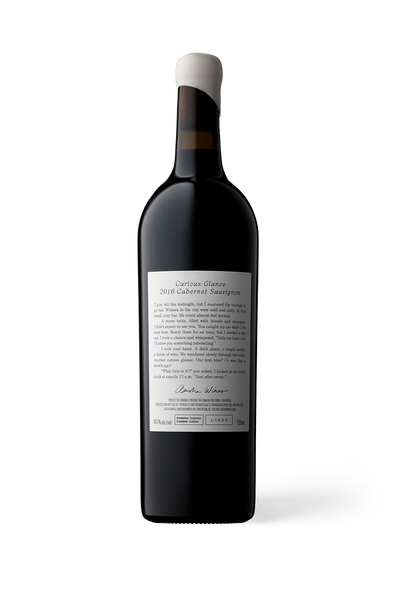 Aasha Wines - 2016 Cabernet Sauvignon - Curious Glance - Back of wine bottle